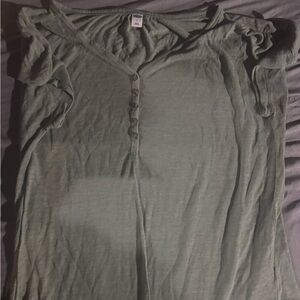 Old Navy Olive Button-Down Women's Top